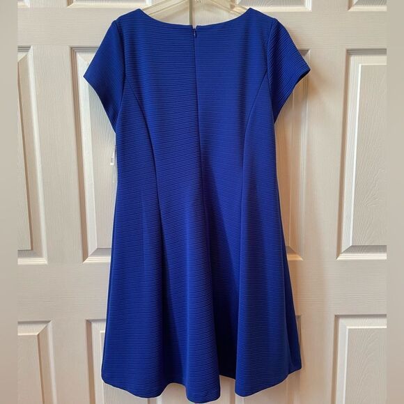 COBALT BLUE FRONT PLEATED SHORT SLEEVE DRESS BY STUDIO ONE SIZE 16W - Picture 6 of 6